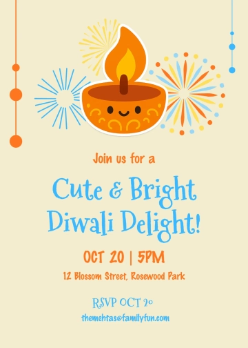 Free Cute Diwali Invitation Template to Edit Online