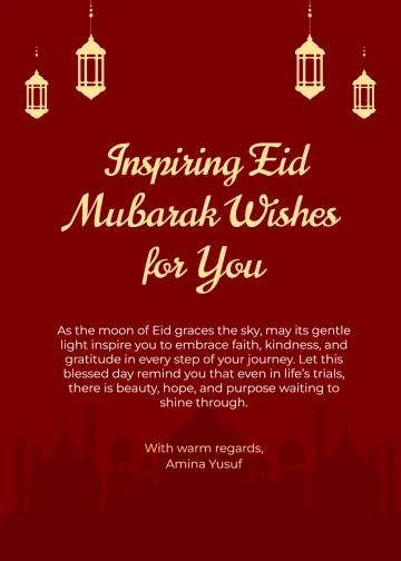 Free Inspirational Eid Mubarak Wishes Template to Edit Online