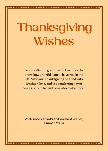 Free Thanksgiving Wishes Card Template to Edit Online