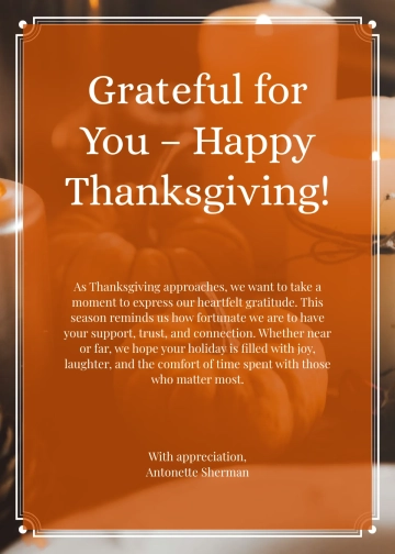 Free Thanksgiving Email Wishes Template to Edit Online