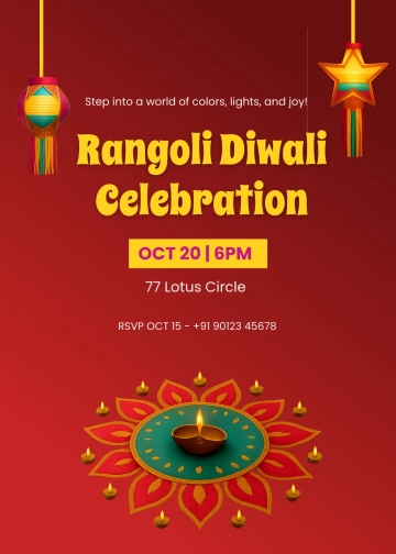 Free Diwali Invitation with Rangoli Design Template to Edit Online