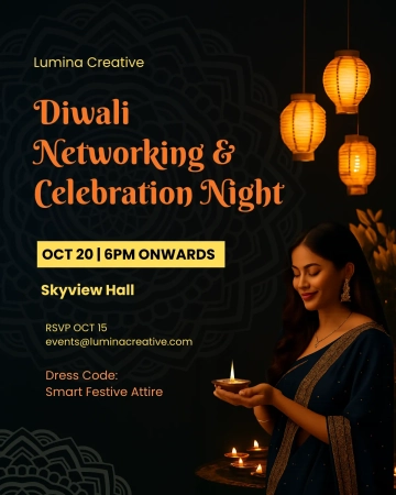 Free Professional Social Media Diwali Invitation Template to Edit Online