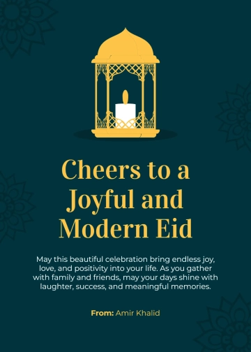 Free Modern Eid Mubarak Wishes Template to Edit Online
