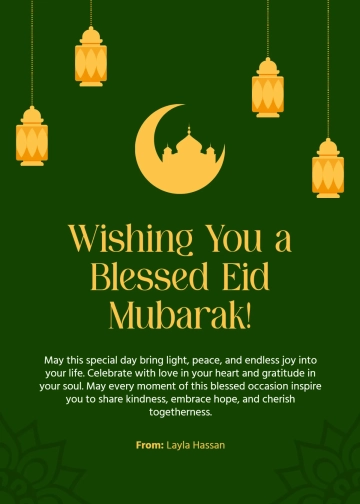 Free Eid Mubarak Wishes Layout Template to Edit Online