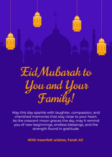 Free Unique Eid Mubarak Wishes Template to Edit Online