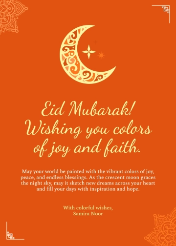 Free Artistic Eid Mubarak Wishes Template to Edit Online