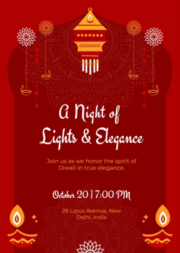Free Elegant Diwali Invitation Template to Edit Online