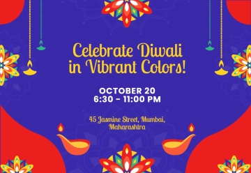 Free Colorful Diwali Card Invitation Template to Edit Online