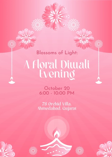 Free Floral Diwali Invitation Template to Edit Online