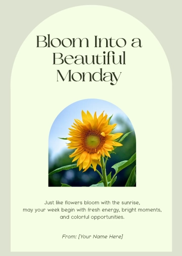 Free Flower Happy Monday Wishes Template to Edit Online