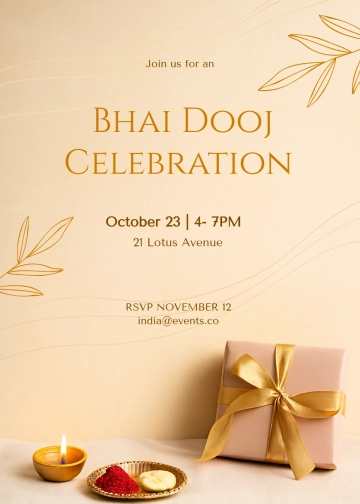 Free Aesthetic Bhai Dooj Invitation Template to Edit Online