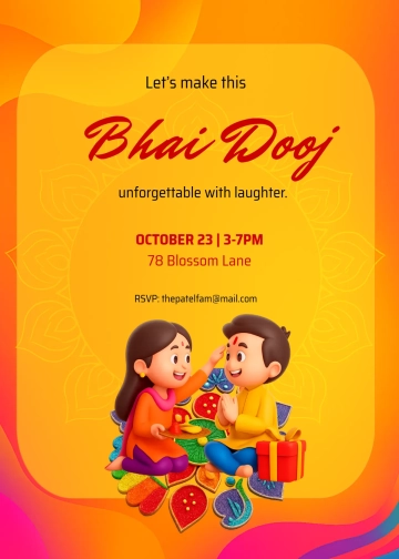 Free Creative Bhai Dooj Invitation Template to Edit Online