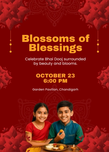 Free Floral Bhai Dooj Invitation Template to Edit Online