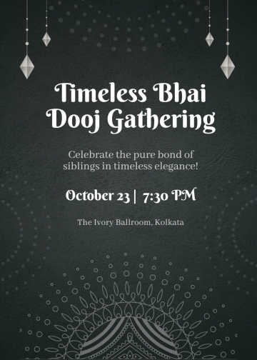 Free Black and White Bhai Dooj Invitation Template to Edit Online