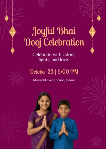 Free Bhai Dooj Decoration Invitation Template to Edit Online