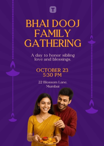 Free Bhai Dooj Logo Invitation Template to Edit Online