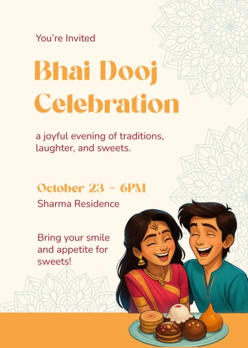 Free Bhai Dooj Illustration Invitation Template to Edit Online