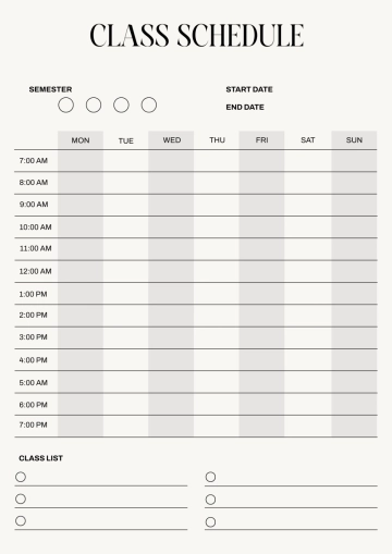 Free Printable Classroom Schedule Template to Edit Online