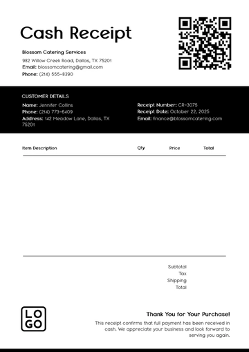 Free Cash Receipt Template to Edit Online