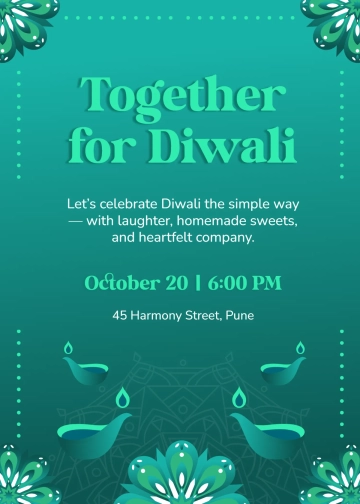 Free Simple Diwali Gathering Invitation Template to Edit Online