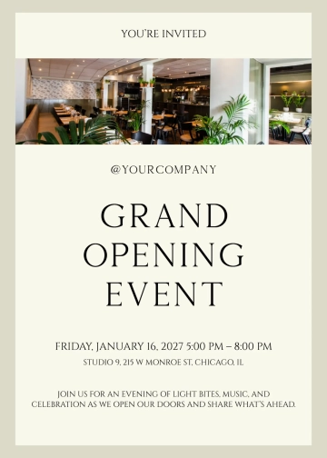 Free Minimalist Grand Opening Event Invitation Template to Edit Online