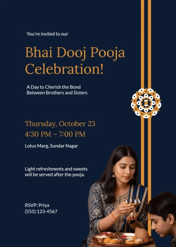 Free Bhai Dooj Pooja Invitation Template to Edit Online