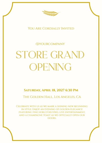 Free Golden Grand Opening Invitation Template to Edit Online