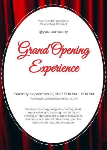 Free Creative Grand Opening Invitation Template to Edit Online