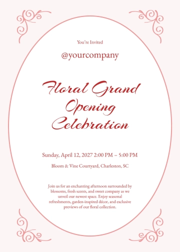 Free Floral Grand Opening Invitation Template to Edit Online