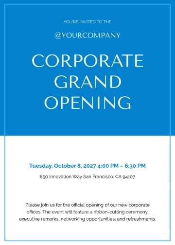 Free Corporate Grand Opening Invitation Template to Edit Online