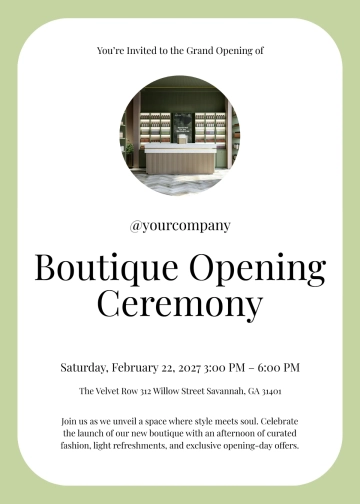 Free Boutique Opening Ceremony Invitation Template to Edit Online