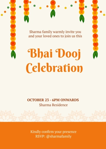 Free Traditional Bhai Dooj Invitation Template to Edit Online