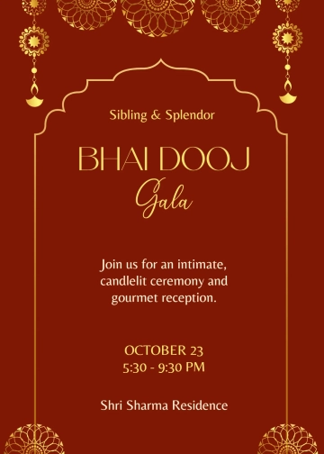 Free Luxury Bhai Dooj Invitation Template to Edit Online