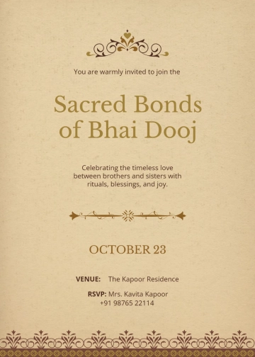 Free Classic Bhai Dooj Invitation Template to Edit Online