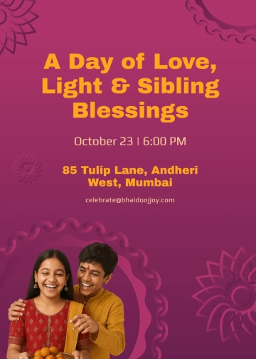 Free Beautiful Bhai Dooj Invitation Template to Edit Online