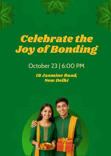 Free Bhai Dooj Celebration Invitation Template to Edit Online