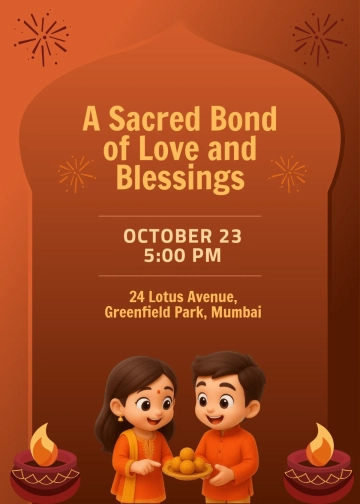 Free Bhai Dooj Border Invitation Template to Edit Online