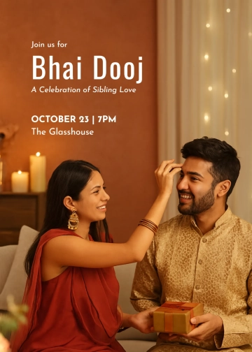 Free Modern Bhai Dooj Invitation Template to Edit Online