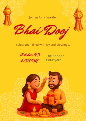 Free Bhai Dooj Invitation Design Template to Edit Online