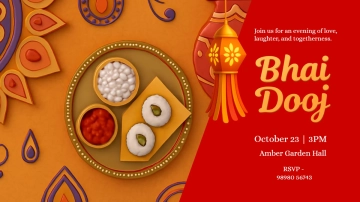 Free Bhai Dooj Background Invitation Template to Edit Online