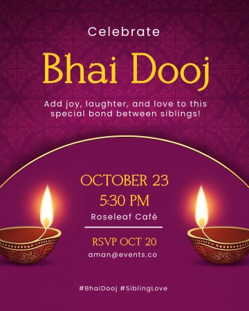 Free Bhai Dooj Social Media Invitation Template to Edit Online