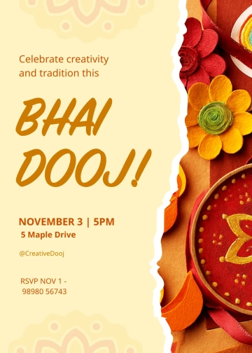 Free Bhai Dooj Craft Invitation Template to Edit Online