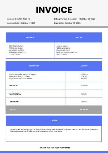 Free Monthly Invoice Template to Edit Online Free Monthly Invoice Template to Edit Online