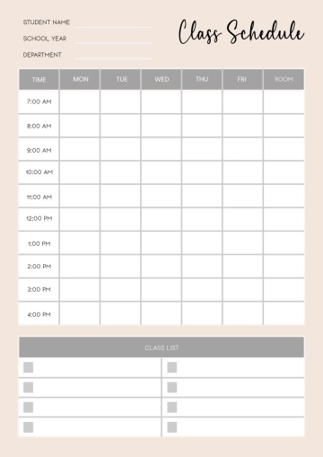 Free Aesthetic Classroom Schedule Template to Edit Online