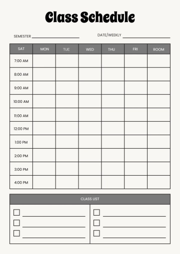 Free Colorful Classroom Schedule Template to Edit Online