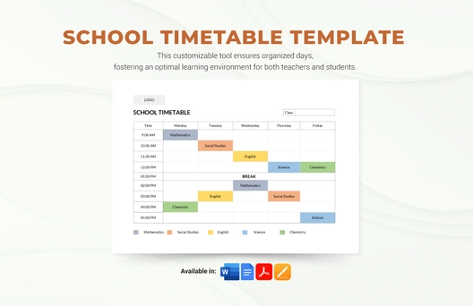 School Timetable Template