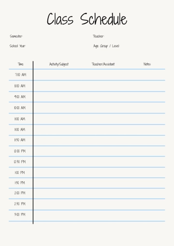 Free Kindergarten Classroom Schedule Template to Edit Online