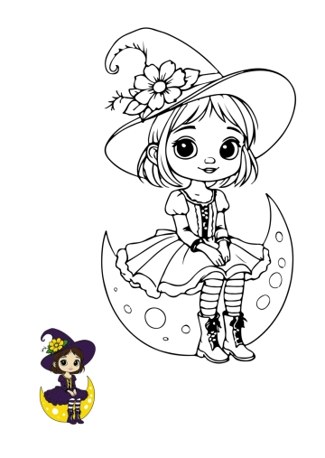 Free Halloween Witch Color Page Template to Edit Online