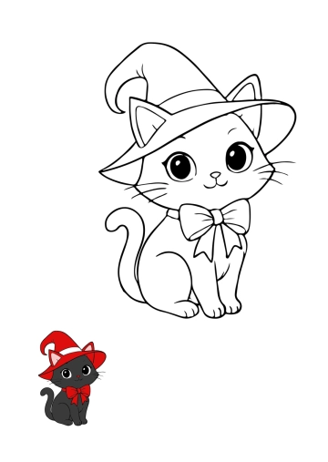 Free Halloween Black Cat Color Page Template to Edit Online