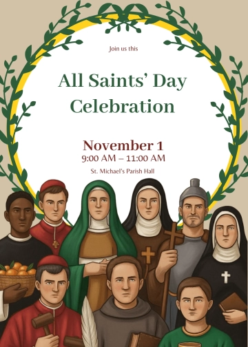 Free Graphic All Saints' Day Invitation Template to Edit Online